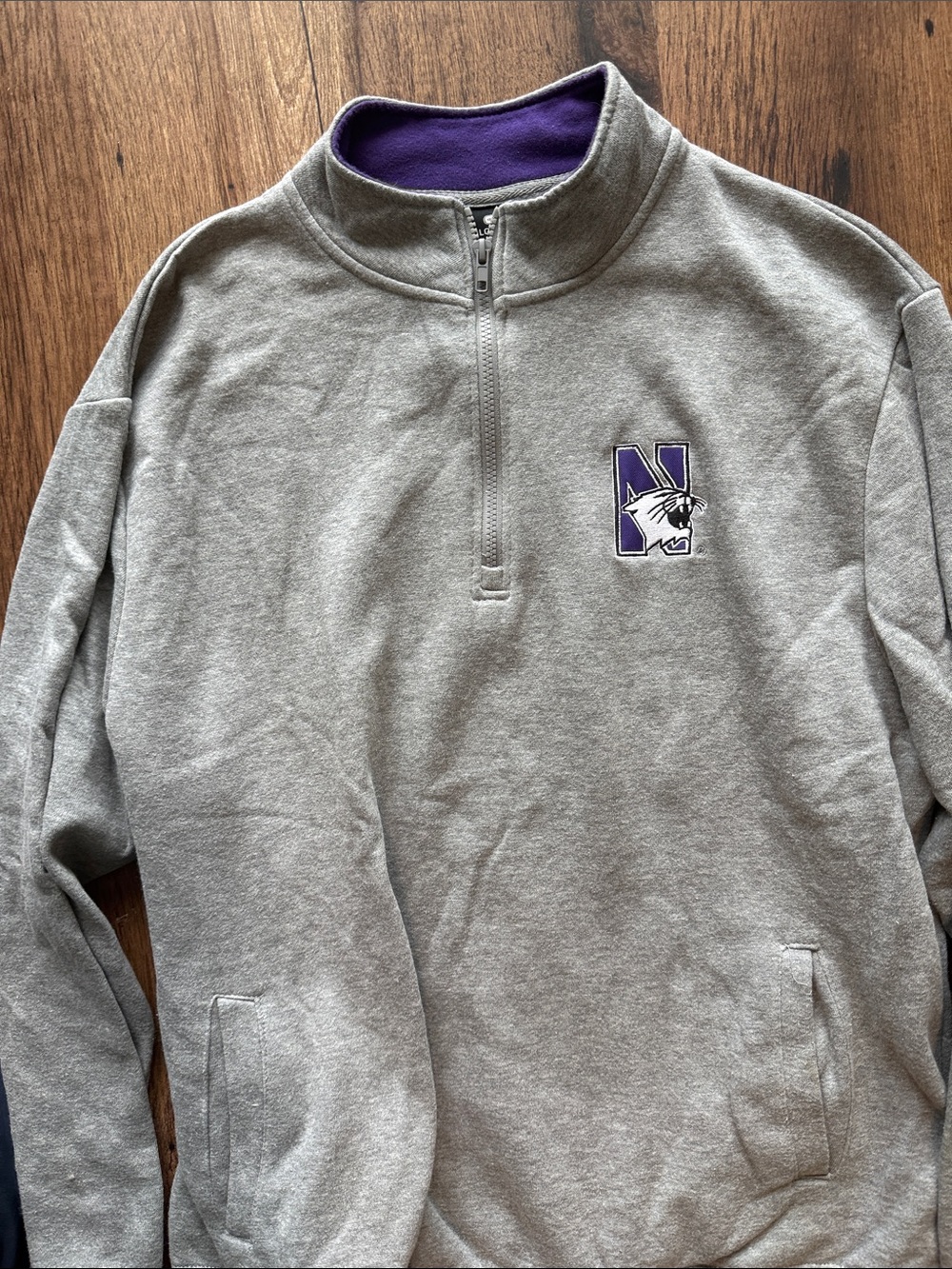 Northwestern Grey Quarter-Zip Pullover Sweatshirt